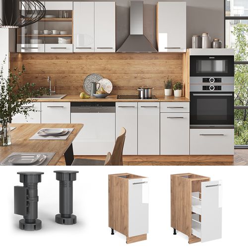 Meuble De Cuisine Fame-line 45514 Blanc Haute Brillance 30cm , Pt Anthracite