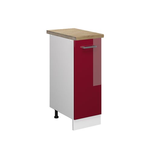Meuble De Cuisine R-line 45572 Rouge Brillant 30cm , Pt Chêne