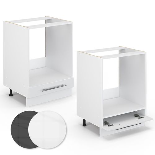 Meuble Pour Four Fame-line 45669 Blanc Haute Brillance 60cm , Pt Chêne