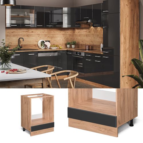 Meuble Pour Four R-line 45695 Anthracite Haute Brillance 60cm , Pt Anthracite