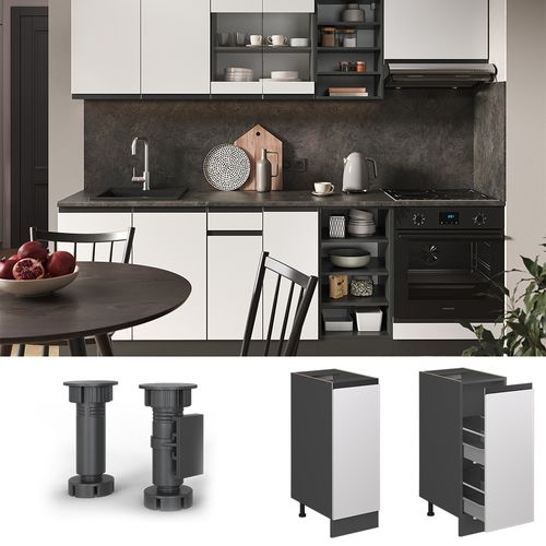 Meuble De Cuisine R-line 45848 Blanc 30cm  J-shape Pt Marbre