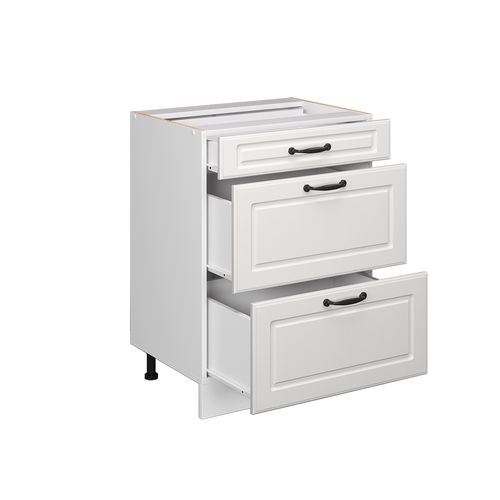 Meuble Cuisine R-line 45857 Blanc Campagne 60cm Avec Tiroirs, Pt Chêne