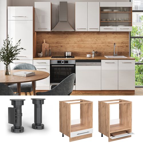 Meuble Pour Four Fame-line 45988 Blanc Haute Brillance 60cm , Pt Anthracite