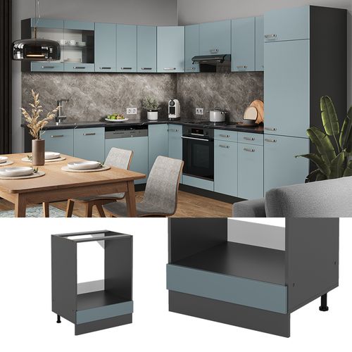Meuble Pour Four R-line 46097 Bleu-gris 60cm , Pt Chêne