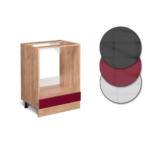 Meuble Pour Four R-line 46101 Rouge Brillant 60cm , Pt Chêne