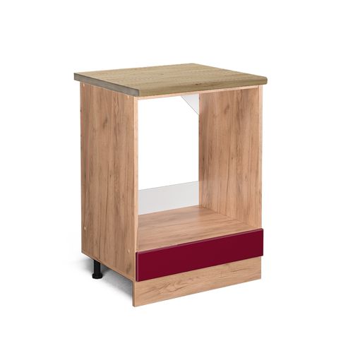 Meuble Pour Four R-line 46101 Rouge Brillant 60cm , Pt Chêne