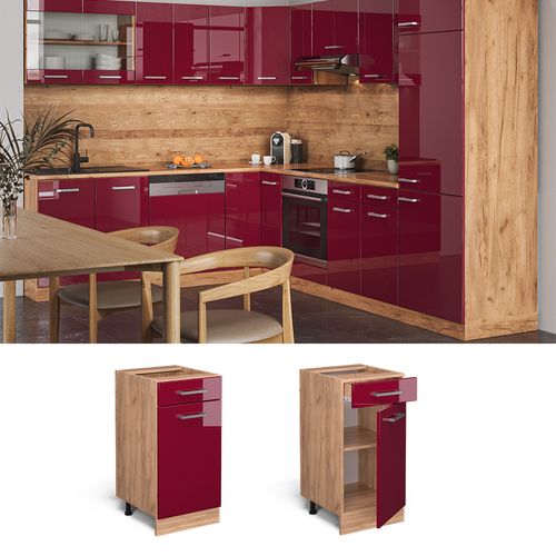 Meuble Cuisine R-line 46123 Rouge Brillant 40cm Pt Marbre