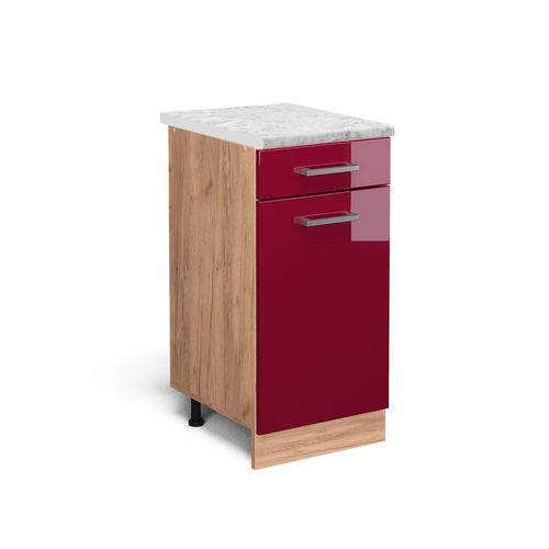 Meuble Cuisine R-line 46123 Rouge Brillant 40cm Pt Marbre