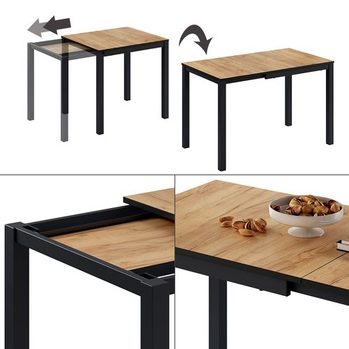 Table De Salle à Manger Granny 50576 Chêne/anthracite 120x70cm Extensible