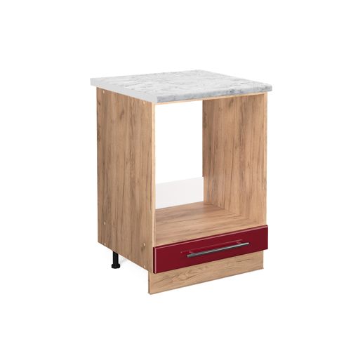 Meuble Pour Four Fame-line 46165 Rouge Bordeaux Haute Brillance 60cm , Pt Marbre
