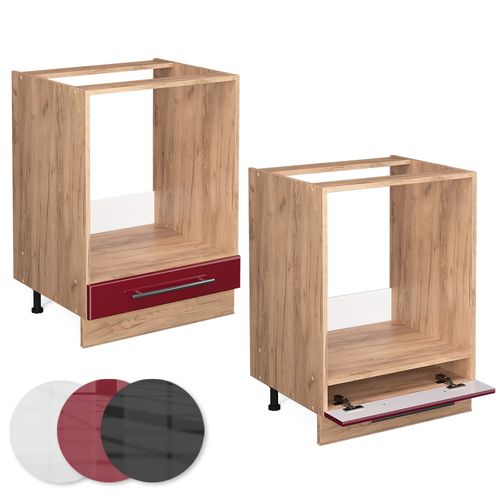 Meuble Pour Four Fame-line 46165 Rouge Bordeaux Haute Brillance 60cm , Pt Marbre