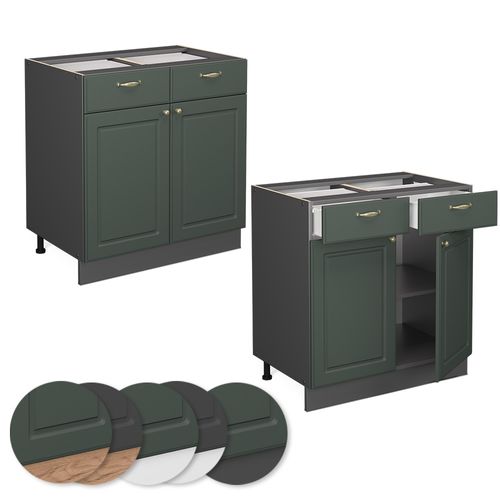Meuble Cuisine Fame-line 46189 Vert Or Campagne 80cm , Pt Marbre