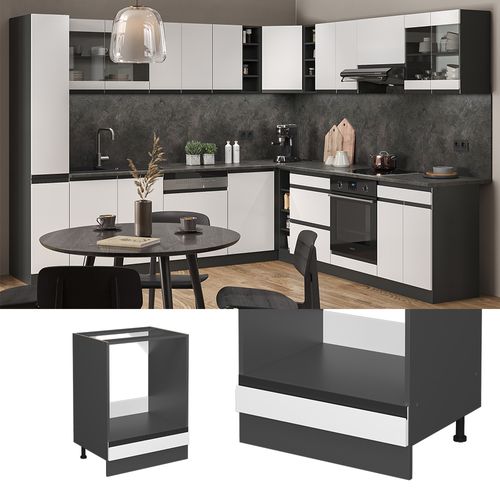 Meuble Pour Four R-line 46209 Blanc 60cm  J-shape, Pt Anthracite