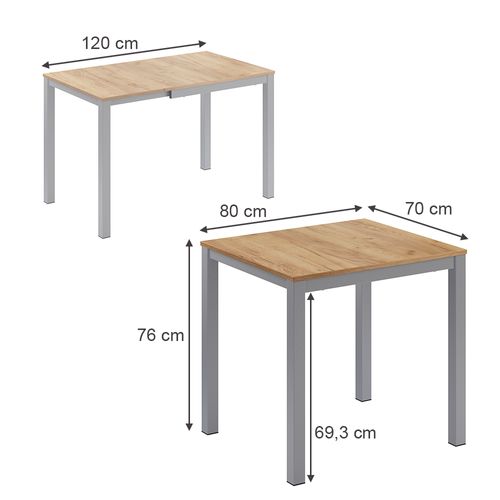 Table De Salle à Manger Granny 50577 Chêne/gris 120x70cm Extensible