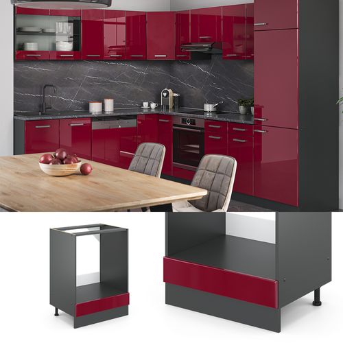 Meuble Pour Four R-line 46322 Rouge Brillant 60cm Pt Marbre