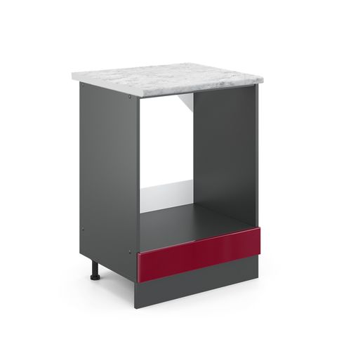Meuble Pour Four R-line 46322 Rouge Brillant 60cm Pt Marbre