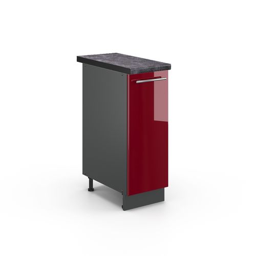 Meuble De Cuisine Fame-line 46349 Rouge Bordeaux Haute Brillance 30cm , Pt Anthracite