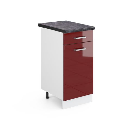 Meuble Cuisine R-line 46360 Rouge Brillant 40cm , Pt Anthracite