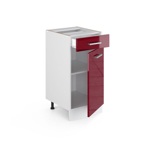 Meuble Cuisine R-line 46360 Rouge Brillant 40cm , Pt Anthracite