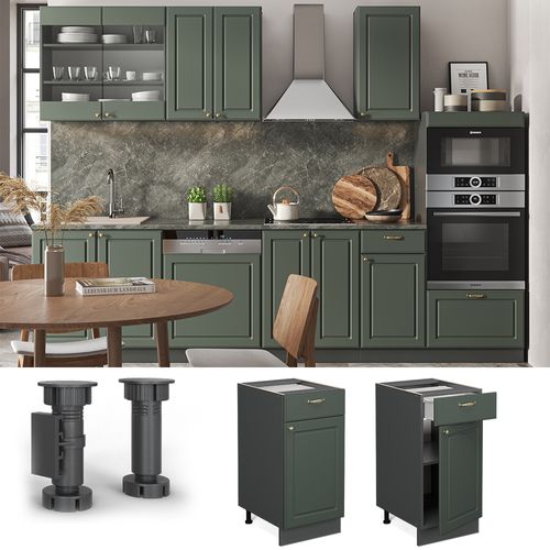 Meuble Cuisine Fame-line 46376 Vert Or Campagne 40cm , Pt Anthracite