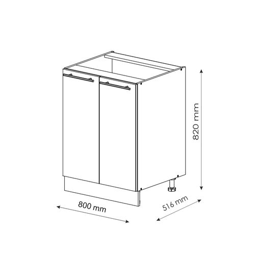 Meuble Bas De Cuisine Fame-line 46445 Vert Or Campagne 80cm Avec Étagère, Pt Chêne