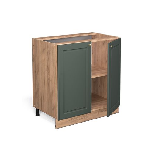Meuble Bas De Cuisine Fame-line 46445 Vert Or Campagne 80cm Avec Étagère, Pt Chêne