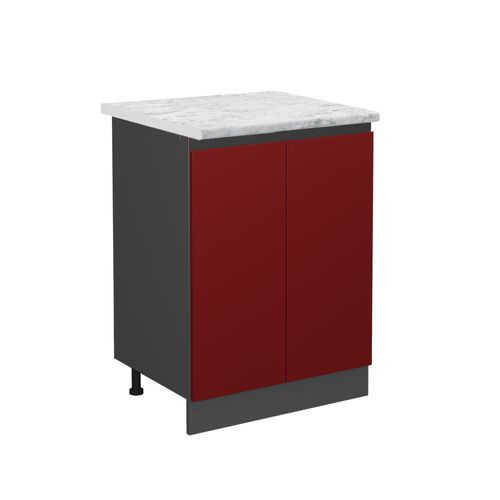 Meuble Bas De Cuisine R-line 46446 Rouge 60cm J-shape Pt Marbre