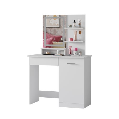 Coiffeuse Julia 41568 Blanc 90cm Avec Miroir LED Et Station De Recharge Qi