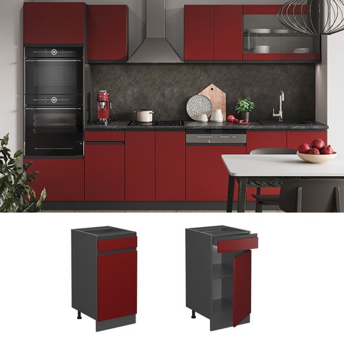 Meuble Cuisine R-line 46490 Rouge 40cm J-shape, Pt Chêne
