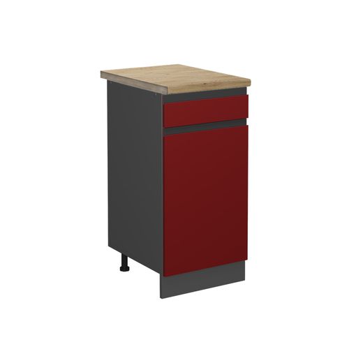 Meuble Cuisine R-line 46490 Rouge 40cm J-shape, Pt Chêne