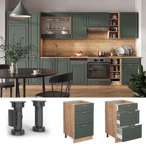 Meuble Cuisine Fame-line 46516 Vert Or Campagne 50cm , Pt Marbre