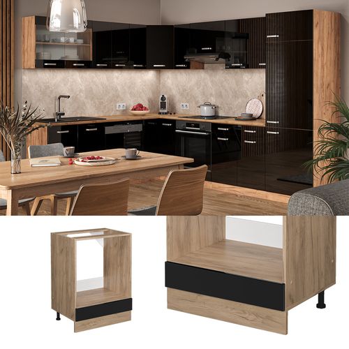 Meuble Pour Four R-line 46518 Noir Haute Brillance 60cm , Pt Anthracite