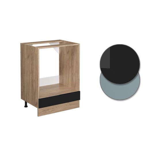 Meuble Pour Four R-line 46518 Noir Haute Brillance 60cm , Pt Anthracite