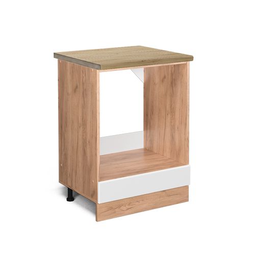 Meuble Pour Four R-line 46717 Blanc Haute Brillance 60cm , Pt Chêne