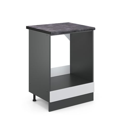 Meuble Pour Four R-line 46726 Blanc Haute Brillance 60cm , Pt Anthracite