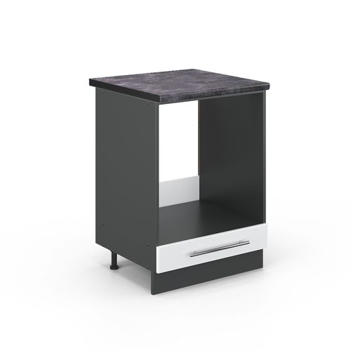 Meuble Pour Four Fame-line 46788 Blanc Haute Brillance 60cm , Pt Anthracite