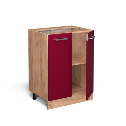 Meuble Bas De Cuisine R-line 46831 Rouge Brillant 60cm Pt Marbre