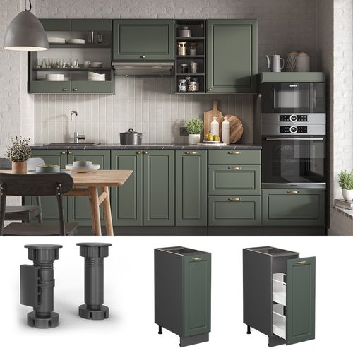 Meuble De Cuisine Fame-line 46838 Vert Or Campagne 30cm , Pt Anthracite