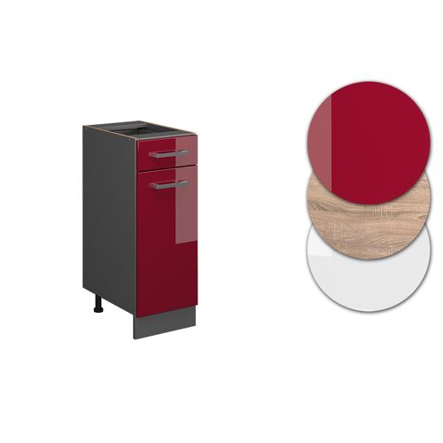 Meuble Cuisine R-line 46842 Rouge Brillant 30cm Pt Marbre