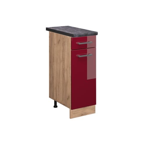 Meuble Cuisine R-line 46853 Rouge Brillant 30cm , Pt Anthracite