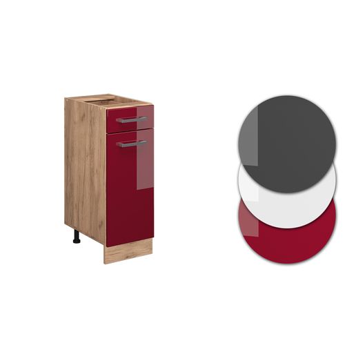 Meuble Cuisine R-line 46853 Rouge Brillant 30cm , Pt Anthracite