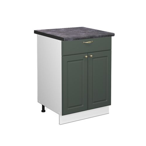 Meuble Cuisine Fame-line 46867 Vert Or Campagne 60cm Avec Tiroir, Pt Anthracite