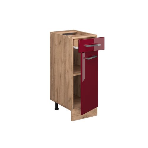 Meuble Cuisine R-line 46872 Rouge Brillant 30cm , Pt Chêne