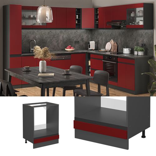 Meuble Pour Four R-line 46907 Rouge 60cm  J-shape, Pt Chêne