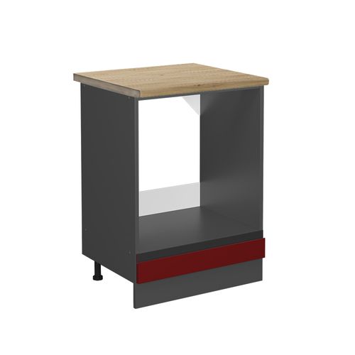 Meuble Pour Four R-line 46907 Rouge 60cm  J-shape, Pt Chêne