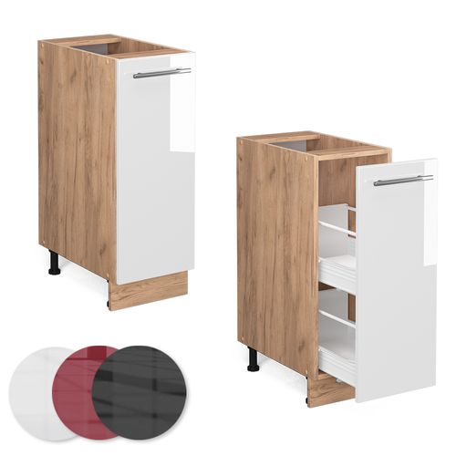 Meuble De Cuisine Fame-line 46917 Blanc Haute Brillance 30cm , Pt Marbre