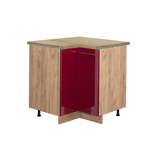 Meuble Dangle Fame-line 46952 Rouge Bordeaux Haute Brillance 80.5cm , Pt Chêne