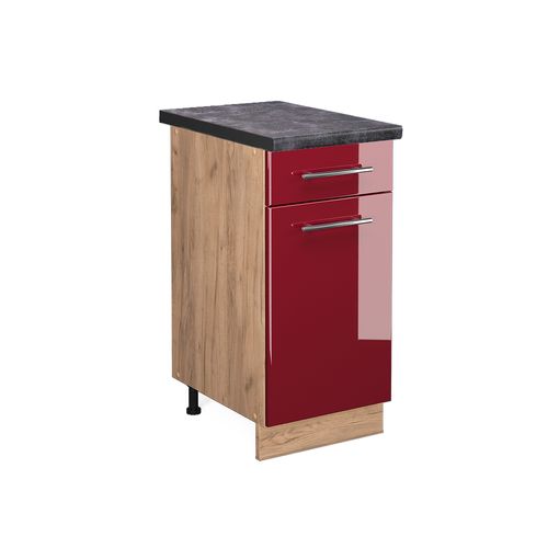 Meuble Cuisine Fame-line 46965 Rouge Bordeaux Haute Brillance 40cm , Pt Anthracite
