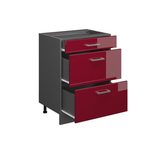Meuble Cuisine R-line 46970 Rouge Brillant 60cm Pt Marbre