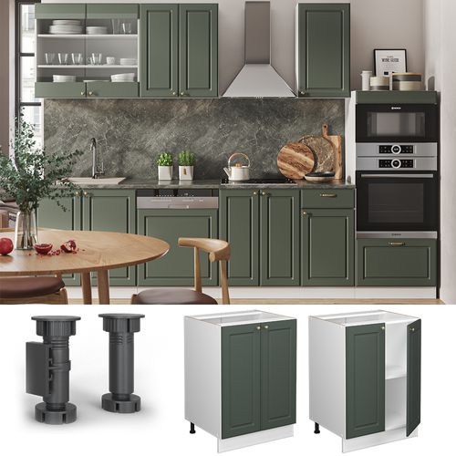 Meuble Bas De Cuisine Fame-line 46976 Vert Or Campagne 60cm , Pt Anthracite